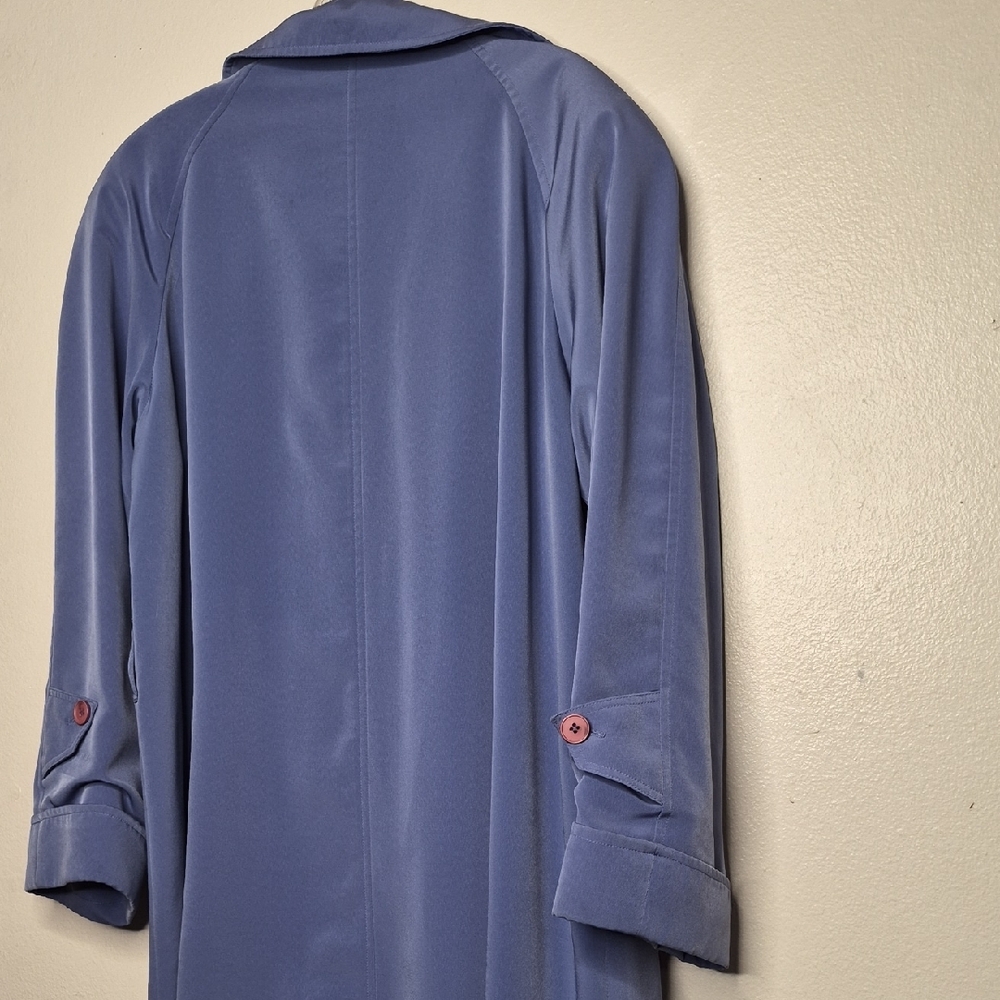 Dusty Blue Lightweight Trench Coat - Picture 10 of 14